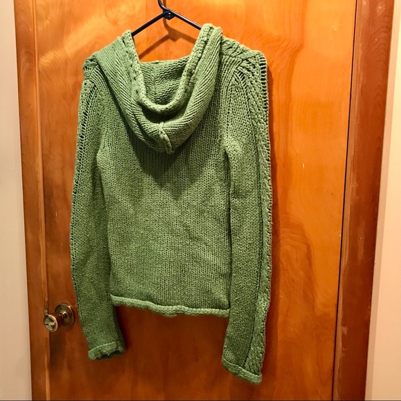 Mossino Green Button Down Hooded Sweater Cardigan - Picture 2 of 3
